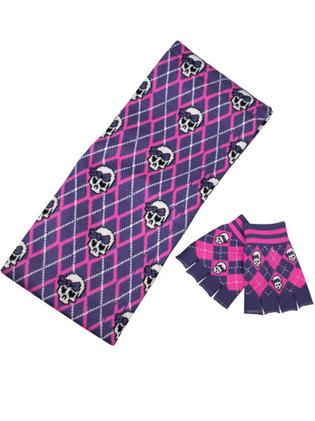 Rock Daddy Schal Scarf Set Fingerlose Handschuhe Stulpen Skull  5000