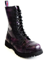 Alpha Rangers 10-loch Boot Festival Army Gothic Leder Springerstiefel Stahlkappe Spider Print Lila 5012 EU 39