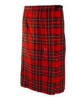 Tiger of London Herren-Rock Kilt Wadenlang Rot Blau...