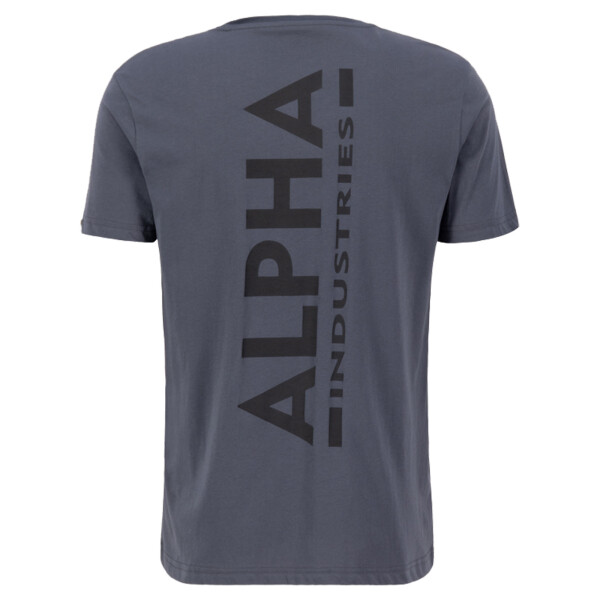 Alpha Industries Herren T-Shirt Backprint T Farbauswahl Gr S M L XL XXL XXXL Greyblack / Black 6395 XL