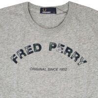 Fred Perry Herren T-Shirt Grau Tartan Logoprint M4339 314 5503