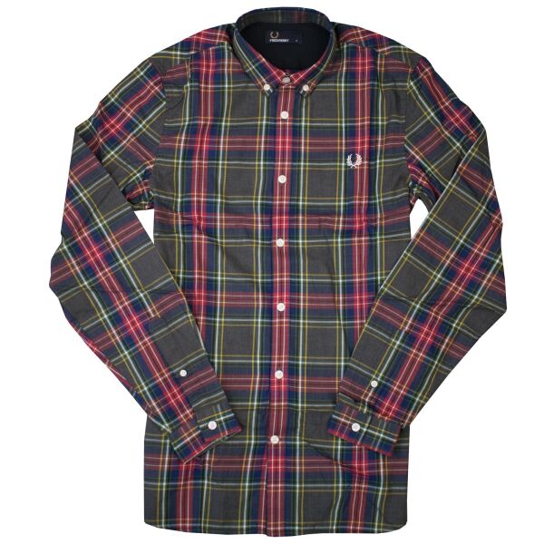 Fred Perry Herren Button Down Langarmhemd M9531 557 Tartan 5811