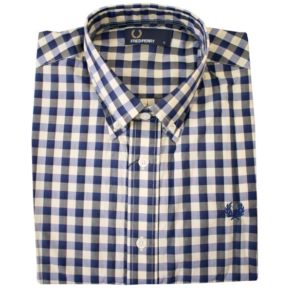 Fred Perry Herren Button Down Kurzarm Hemd M6398 Kariert B51 5664