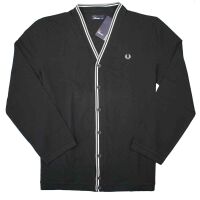Fred Perry V-Neck Cardigan Piquee Stoff M7410 486 Schwarz...
