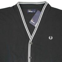 Fred Perry V-Neck Cardigan Piquee Stoff M7410 486 Schwarz...