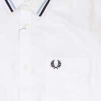 Fred Perry Herren Langarmhemd M4266 873 Weiß Streifen 6120