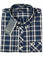 Fred Perry Button Down Langarmhemd M3533 C16 Service Blue Blau Kariert 7318