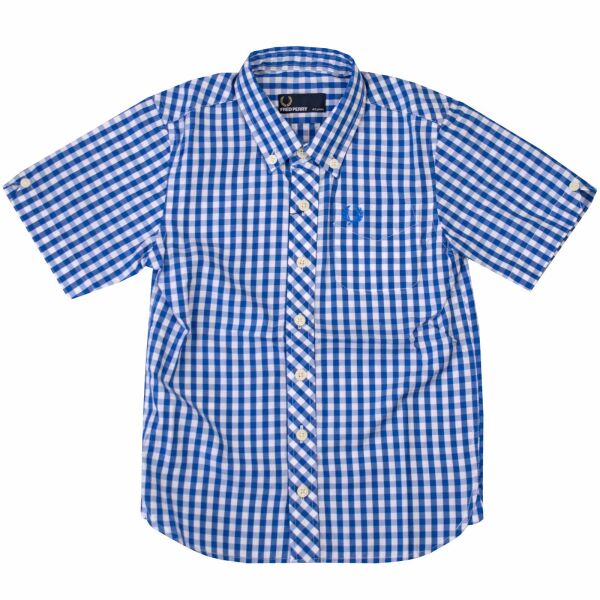 Fred Perry Kids Kinder Button Down Kurzarmhemd SY1217 547 Kariert 6218