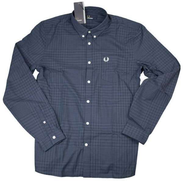 Fred Perry Herren Button Down Langarmhemd M3543 907 Bold Inky Blue 7343