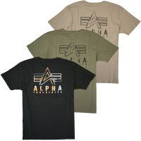 Alpha Industries Herren T-Shirt Camo Logo Puff Print BP T...