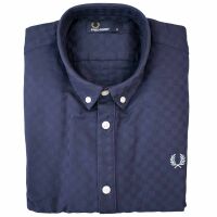 Fred Perry Herren Button Down Kurzarmhemd M1542 D58 Navy...