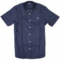 Fred Perry Herren Button Down Kurzarmhemd M1542 D58 Navy Checkerboard 7088