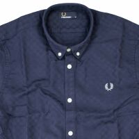 Fred Perry Herren Button Down Kurzarmhemd M1542 D58 Navy Checkerboard 7088