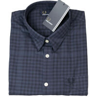 Fred Perry Herren Button Down Langarmhemd M4514 738 Blau 7382