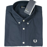 Fred Perry Herren Button Down Kurzarmhemd Oxford M3531 Dark Airforce 7374