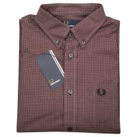 Fred Perry Herren Button Down Langarmhemd Microcheck Kariert M3258 799 7542