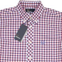 Fred Perry Herren Button Down Kurzarmhemd M9349 A77 Gingham Klassik Shirt 7543