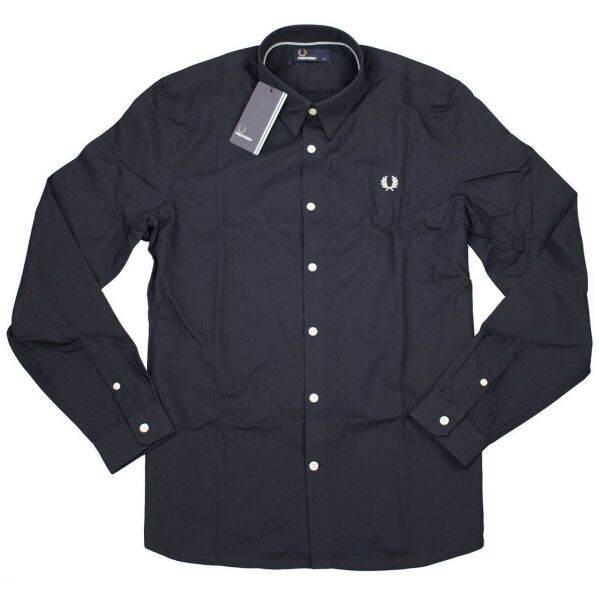 Fred Perry Herren Button Down Langarmhemd M4533 608 Navy Dunkelblaun 7486