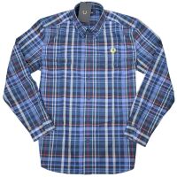 Fred Perry Herren Langarmhemd M7566 44 Check Shirt Tartan Blau Kariert 7533