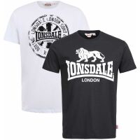 Lonsdale Herren T-Shirt Doppelpack 113670 Dildawn Schwarz...