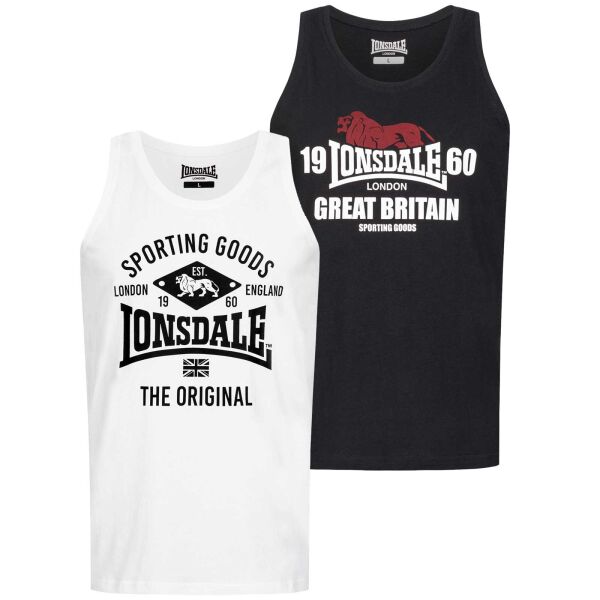 Lonsdale Herren Tanktop Doppelpack 113976 Biggin Schwarz und Weiß 6100