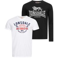 Lonsdale Herren T-Shirt und Longsleeve Doppelpack Fintona...