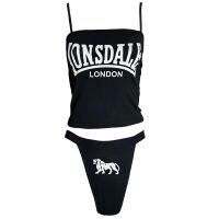 Lonsdale Damen Unterwäsche Set Beechwood Schwarz | Weiß Top und Stringtanga