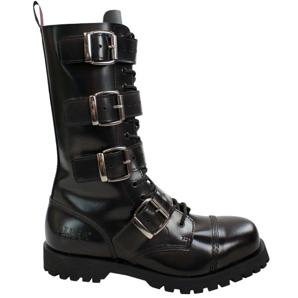 Alpha Rangers 14-loch Boot mit Schnallen Leder Springerstiefel Stahlkappe