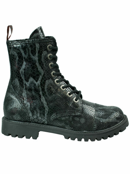 Aderlass Unisex 8-loch Boot Stiefel Leather Snake Schwarz Schlange Gothic 5001