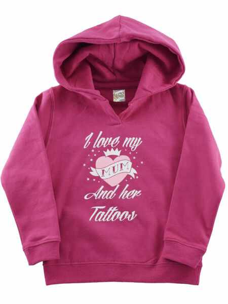 Darkside Baby Hoodie I Love My Mum And Her Tattoos Kind Kleinkind Pink 5013