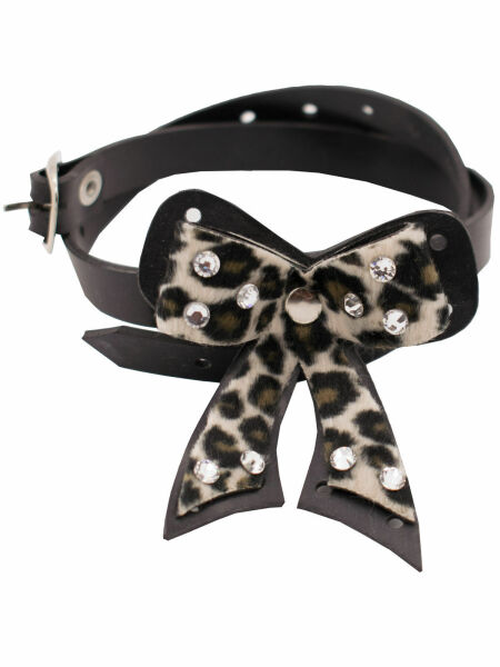 Latex Halsband Collier Halsschmuck Schleife Glitzer Leopard Gothic Fetisch 5002