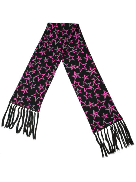 Rock Daddy Schal Scarf Sterne Schwarz / Pink Rockabilly Punk  5006