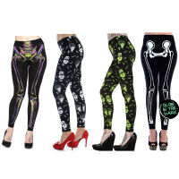 Banned Damen Leggings Skelett Frankenstein Gothic Schwarz...